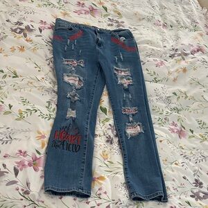 Stylish Blue Distressed Women's Jeans